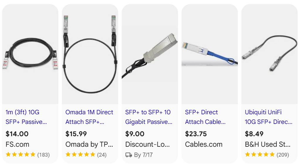 Direct Attach Copper for 10Gbit switch connections
