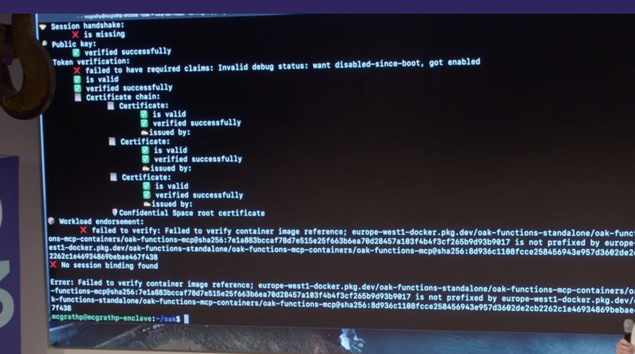 Constant verification of attestation. It shows that once an extra container is present, it no longer signs an attestation.